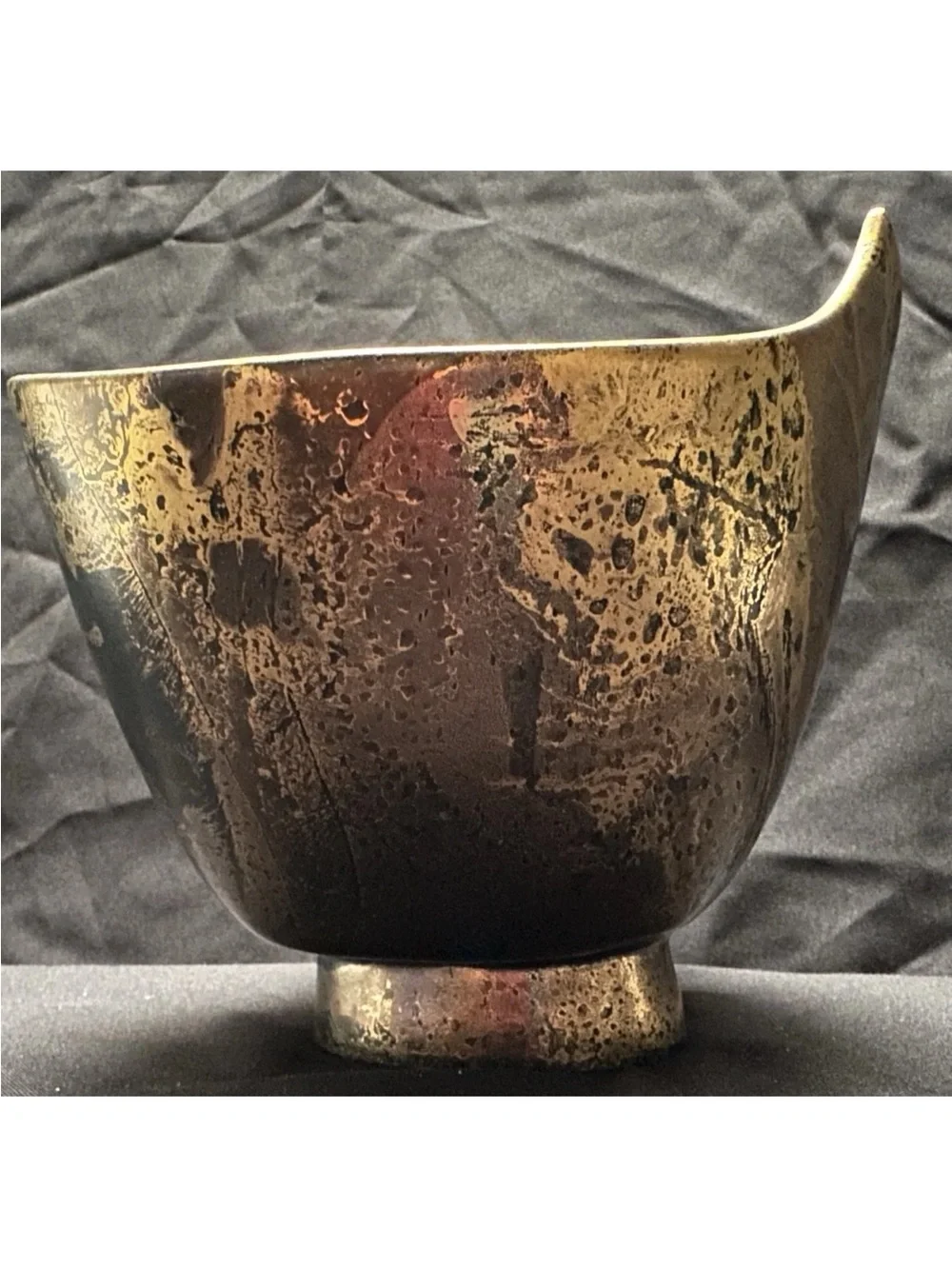 RARE Vintage Matthew Adams MCM Freeform  Bowl  Multi Color with 14k Gold
